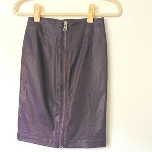 ALL SAINTS Pencil Skirt, Purple Coated Demin Skirt sz 2